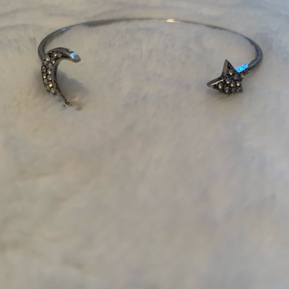 Crescent Moon and Stars Open Bangle